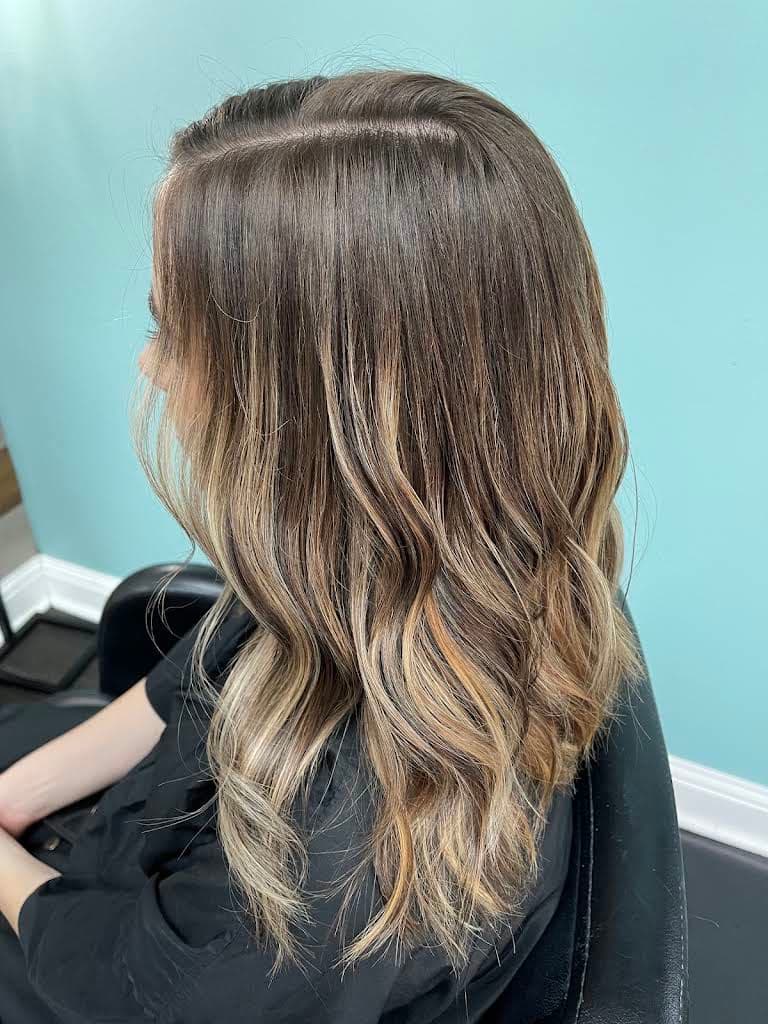 Long brunette balayage waves